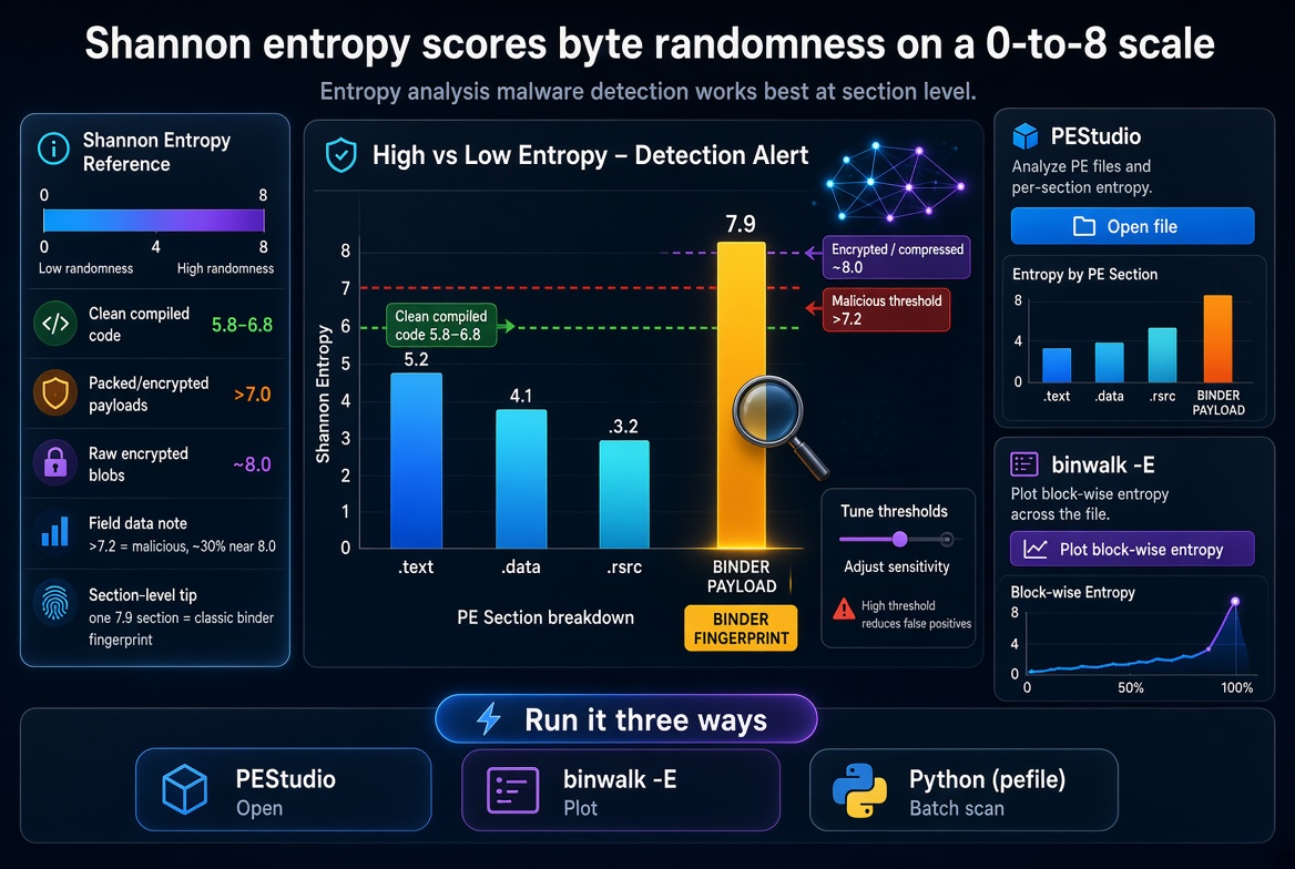 Entropy analysis graph showing high vs low entropy